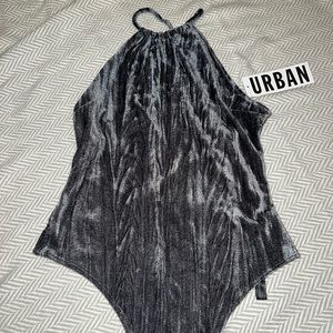 URBAN OUTFITTERS VELVET BODYSUIT OPEN BACK